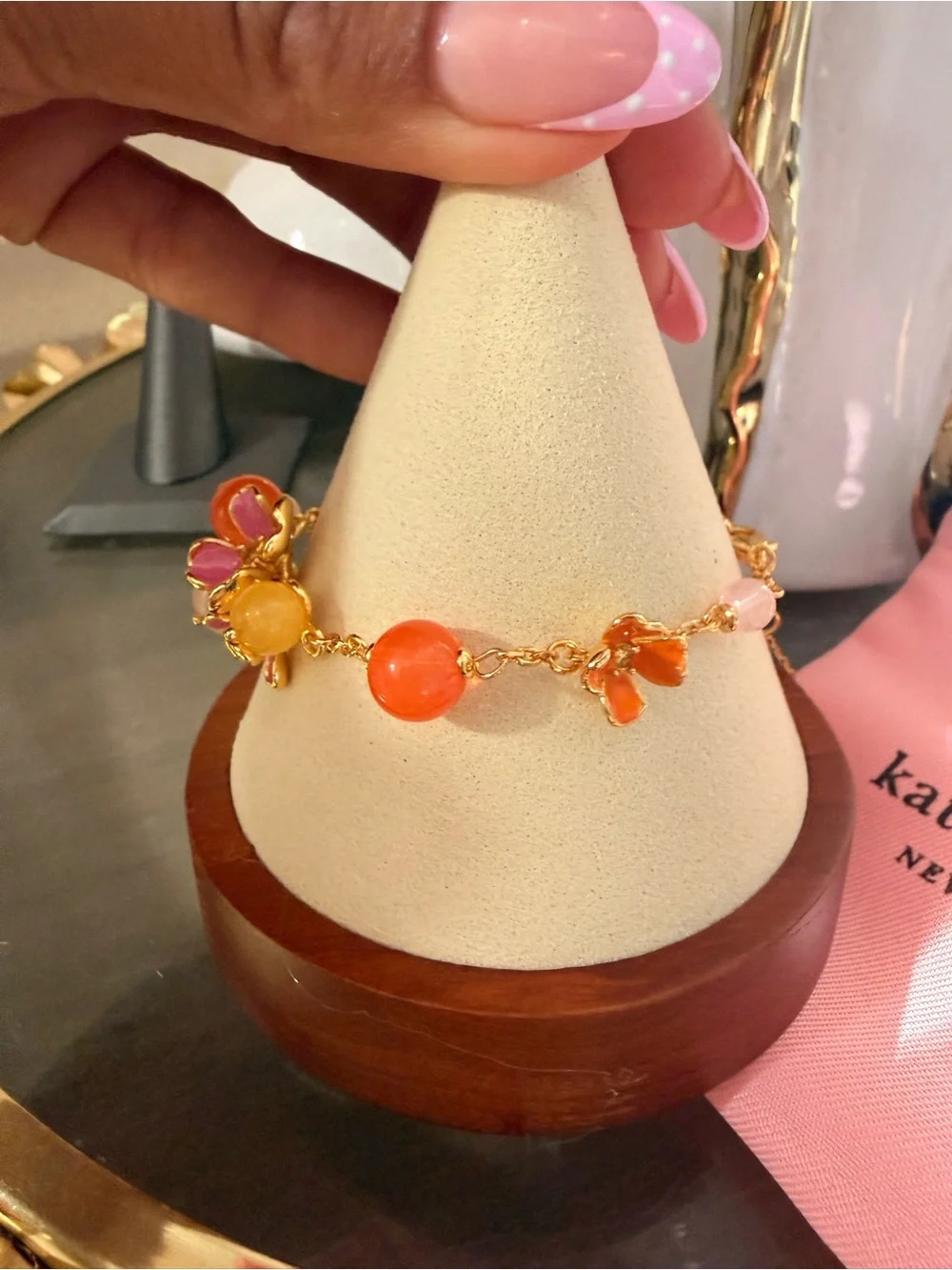 kate spade Gold-Tone Floral Bracelet with Pink, Orange & Yellow Accents - Picture 2 of 4